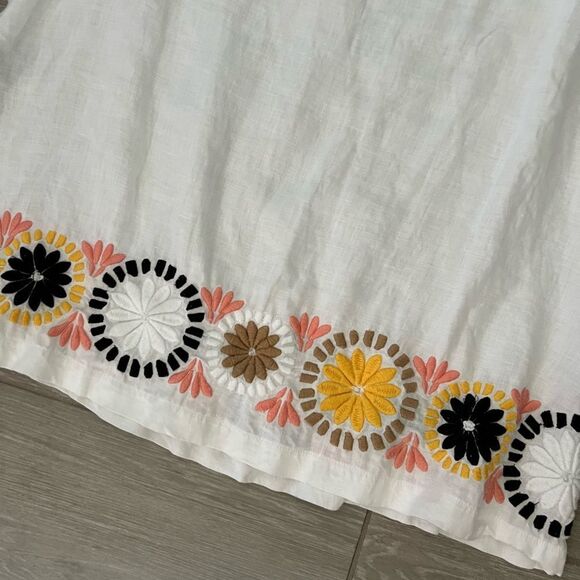 Diane Von Furstenberg Y2K White 100% Linen Embroidered Halter Dress Size Medium - Picture 6 of 6